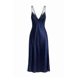 Victoria’s Secret Satin Slip Dress Lace Trim Navy Midi M sexy Lingerie Strappy